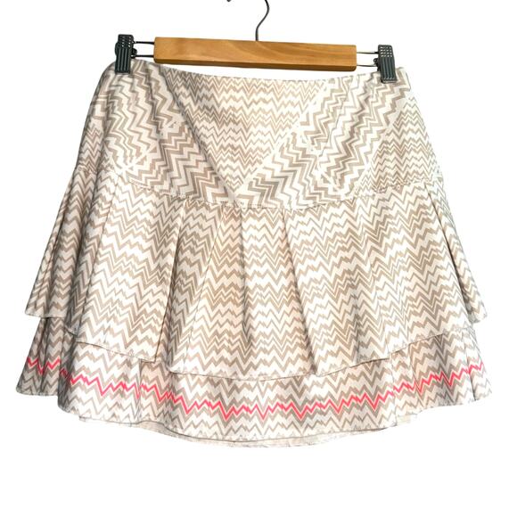 Lucky in Love XL Skort Tan White Pink Chevron Print Tennis Golf Activewear - Picture 3 of 5